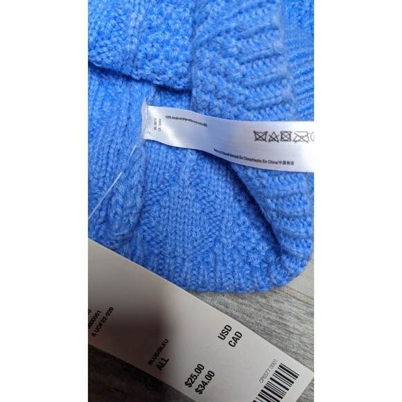 NWT URBAN OUTFITTERS Unisex Blue Wool Pom Pom Beanie Hat - Picture 3 of 5
